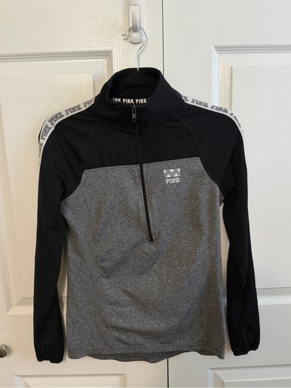 PINK Victoria's Secret Black & Gray Half-Zip Pullover
